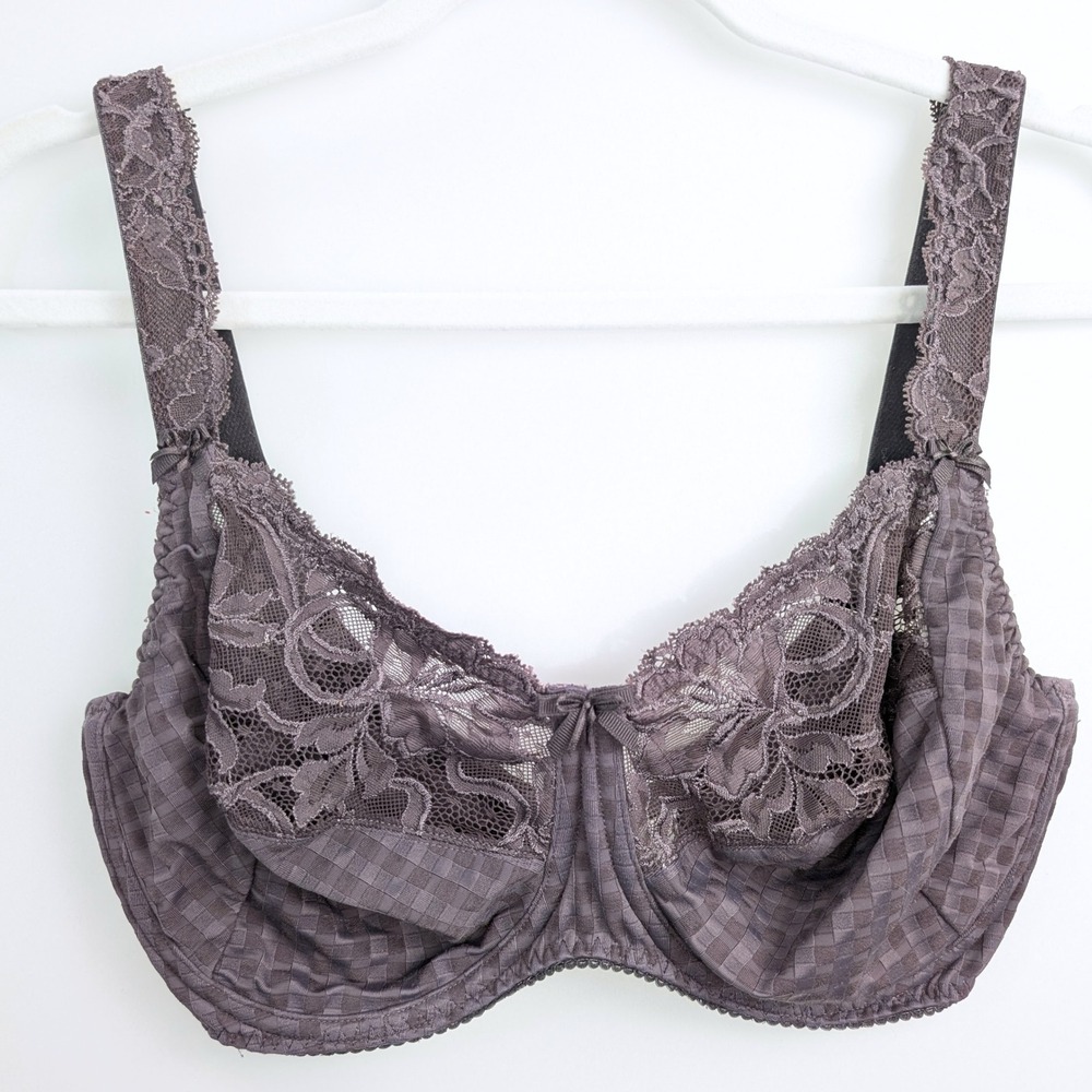 Prima Donna Madison Full Cup Underwire Bra 36G Taupe Lace Checkered‎ PrimaDonna